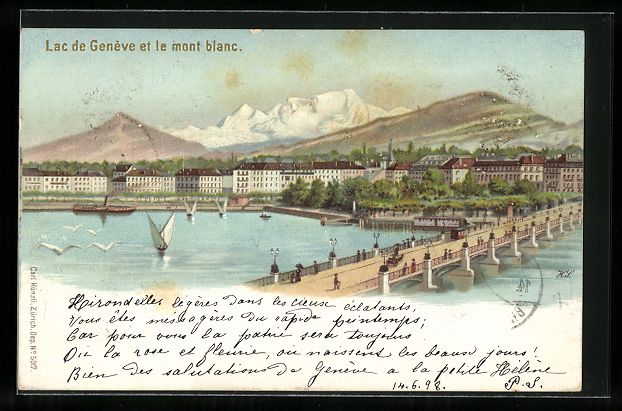 Cartoline postali: Litho Künzli Nr. 5017: Lac de Genève e – Usato da Berlin venduto da bartko-reher