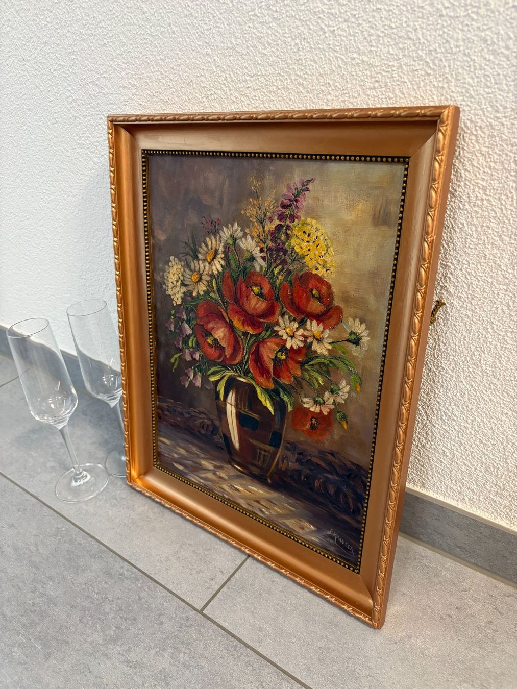 Dipinti: 36 cm breitx44 cm/ E. Krauser/ Öl Gemälde Blumenstillleben – Usato da Ottenbach venduto da TimelessEmotions. 3
