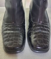 STIEFELETTE STIEFEL Kombi LEDER / LACKLEDER dunkelbraun