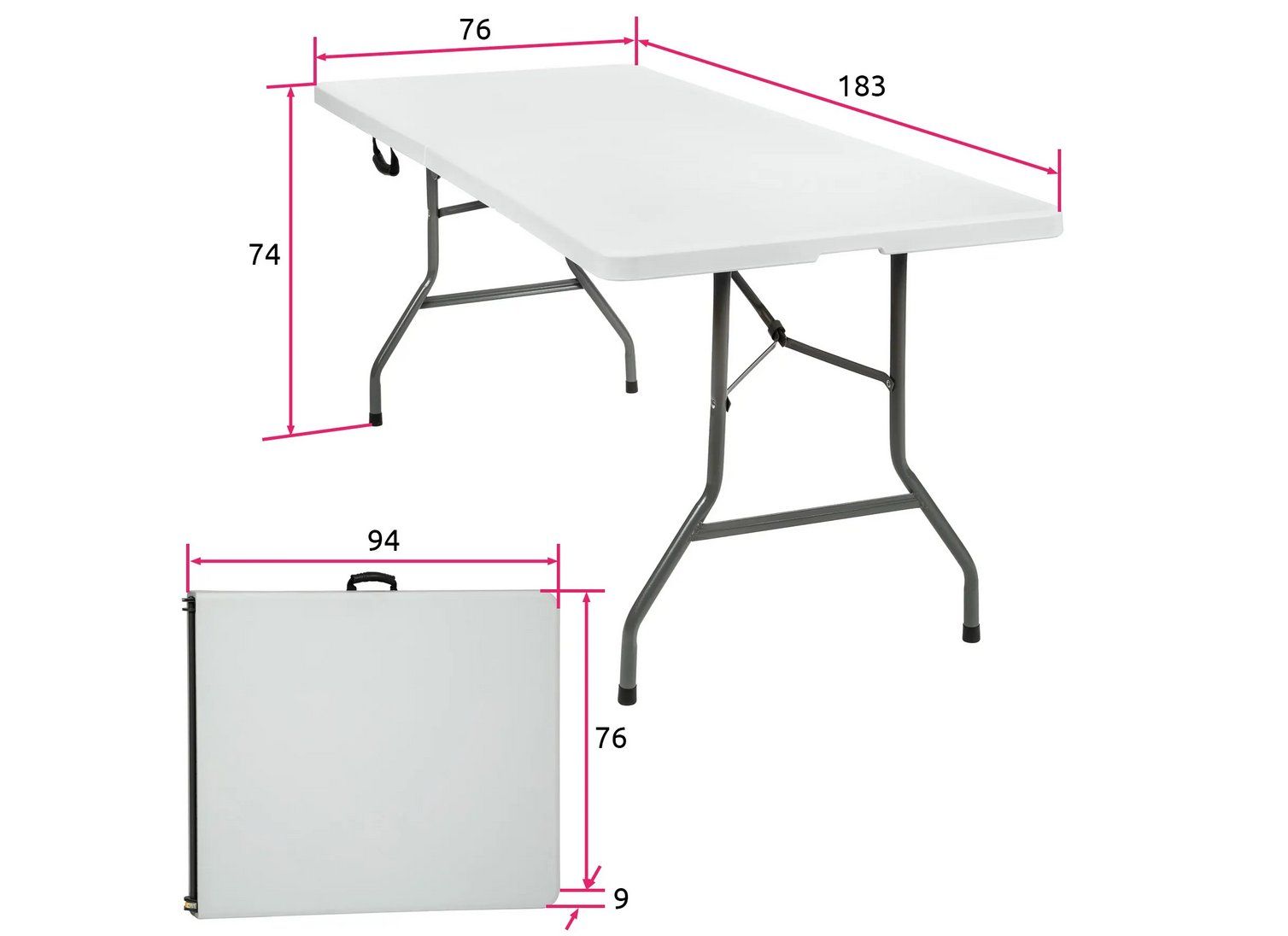 Tische: Campingtisch klappbar 183 x 76 x 74 cm – Neu (gemäss Beschreibung) aus Steinhausen von Retourenprofis 4
