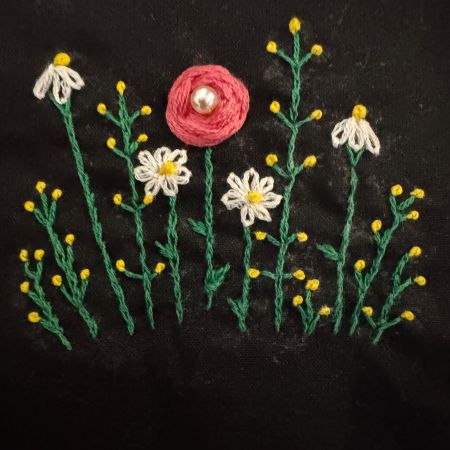 Handbestickte Tote Bag mit Blumen - Handgemachte - Neu!