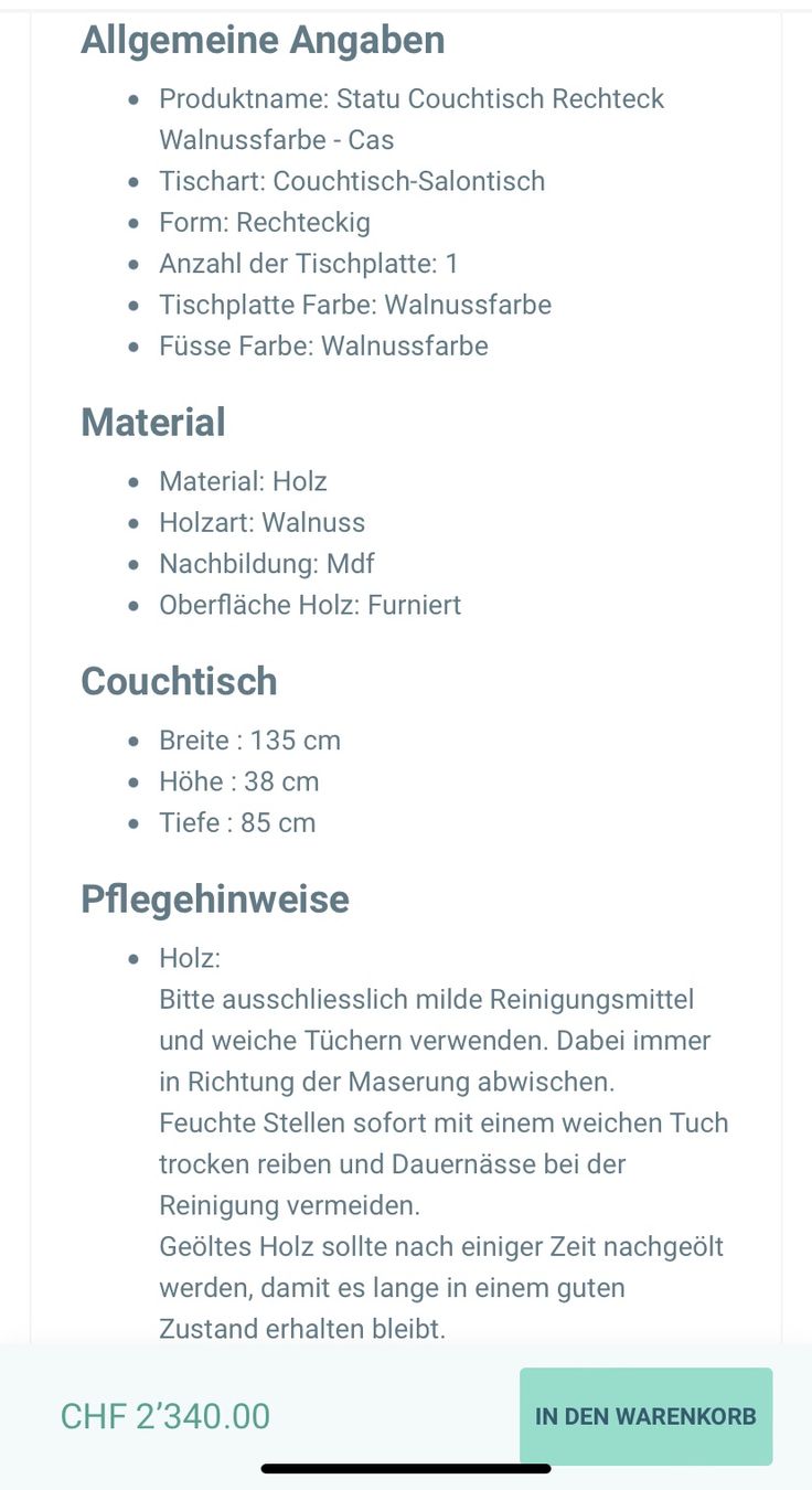 Tavoli: Couchtisch Walnussholz NP 2’340.- – Usato da Wollerau venduto da Loli-04 6
