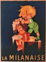 LA MILANAISE SHAMPOING ENFANTS c.1920 Affiche originale