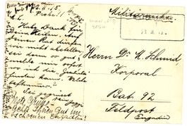 Aushilfsstempel - Militärsache - 23.2.1915