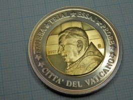 Vatikanstaat 2007, 2€ Probemünze übergross, Bimetall