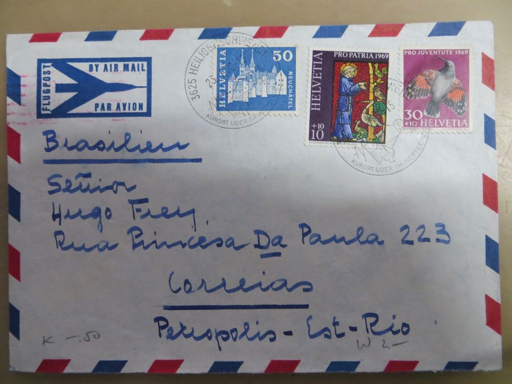 Gelaufener Luftpostbrief 1970 nach Brasilien (Gebraucht) in Basel für ...