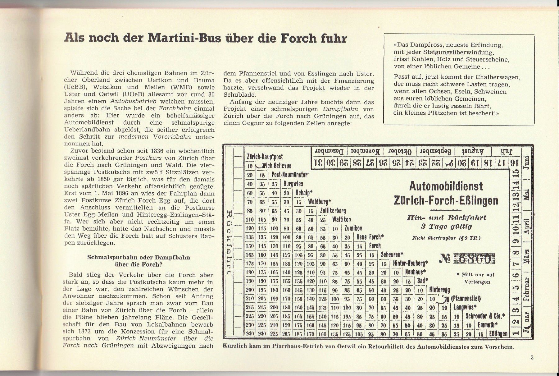 Zeitschriften & Magazine: Aus den Annalen der Forchbahn (Zürich-Stadelhofen-Esslingen) – Neu (gemäss Beschreibung) aus Fällanden von Blausegelfliege 3