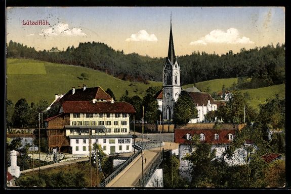 Ansichtskarten: AK Lützelflüh, Kirche und Möbelfabrik – Gebraucht aus Berlin von bartko-reher