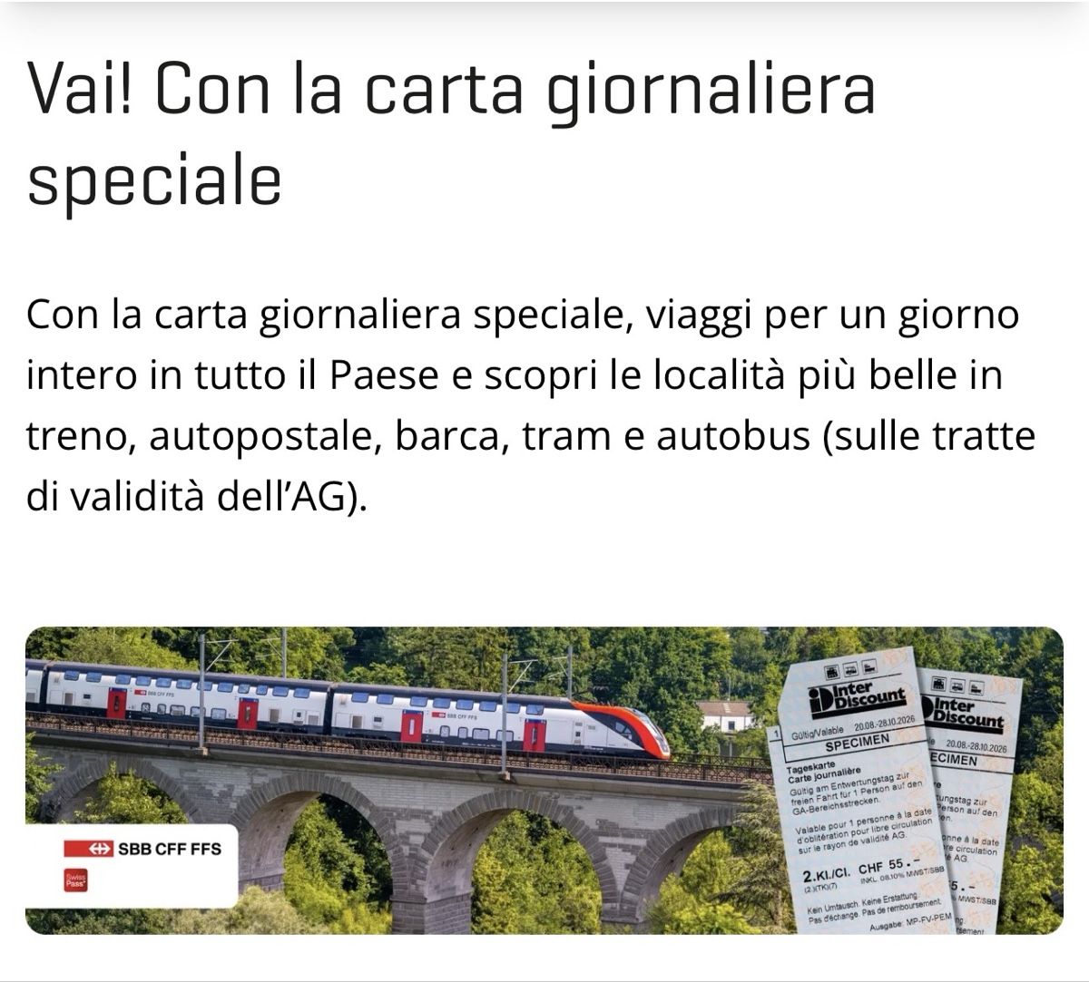 Billets: Giornaliera Ffs  – Neuf avec emballage d'origine à cadempino par Vales34