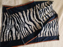 2 x Roberto Cavalli Handtuch *Zebra Blue*Neu*