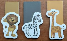 neu: 3x Tiere Kinder-Magnet-Buchzeichen