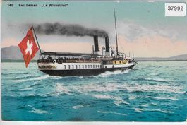 Lac Leman - Bateau-salon "Winkelried" Dampfschiff - Litho