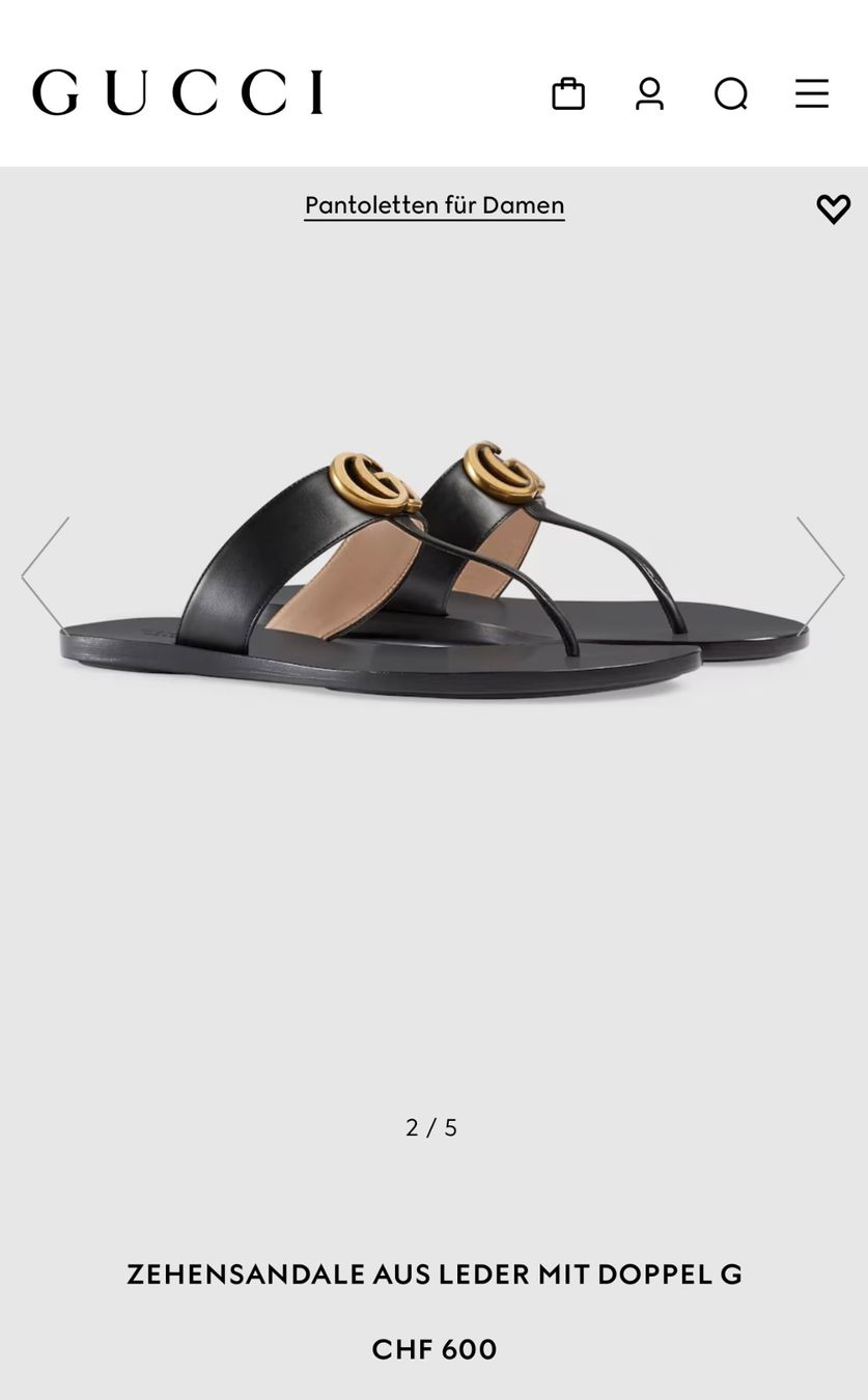 Gucci Scarpe da donna: Gucci Double G String Sandale Schwarz Leder – Usato da Reichenburg venduto da ibiza18 2
