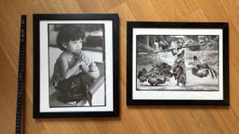 Rahmen Bilder Set Schwarzweiss Kinder Motiv Asia 2 Stück 40c