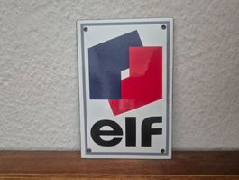 Emailschild ELF Tankstelle Zapfsäule Logo Oil Emaille Schild