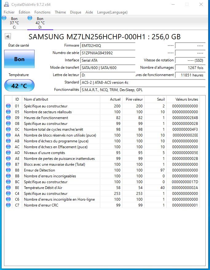 Samsung Harddisks: SSD Samsung PM871 - 256 Go – Gebraucht aus Lausanne von syrinks 1