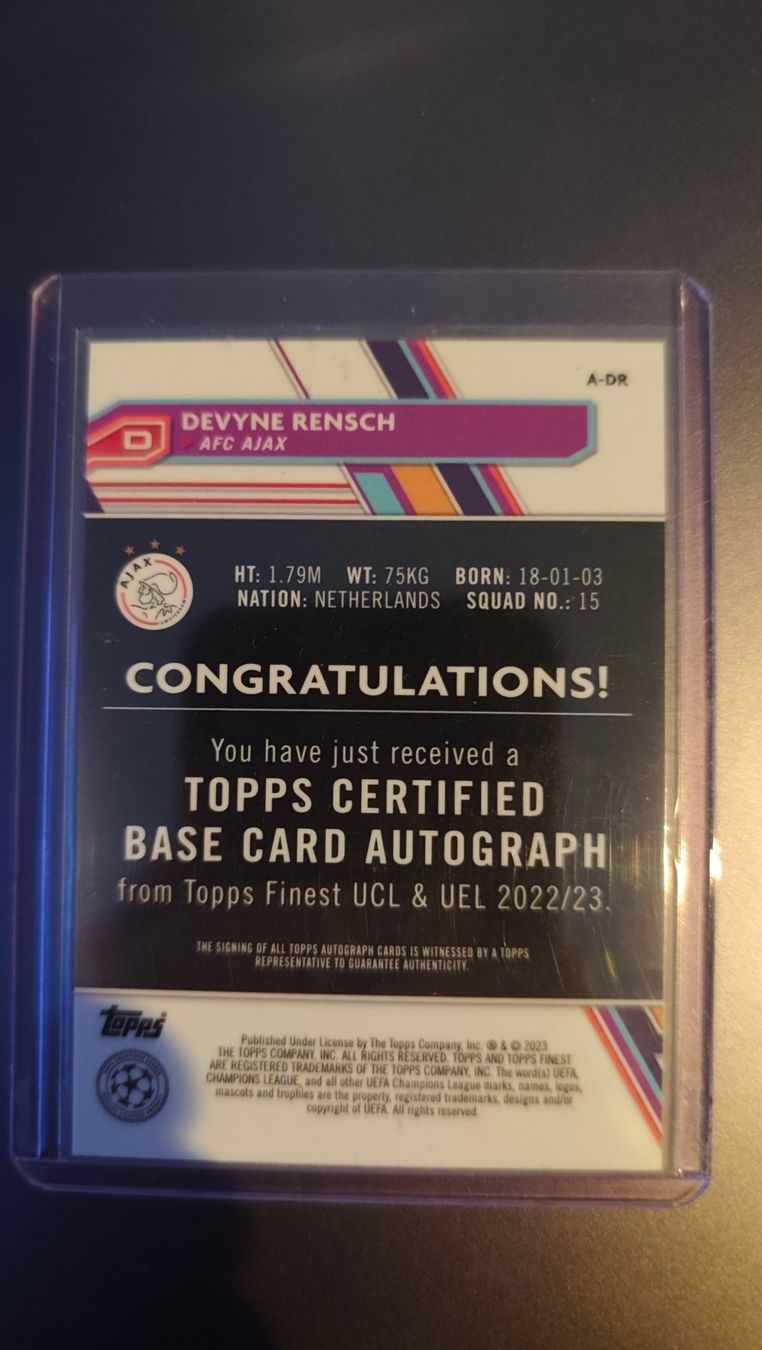 Topps Carte collezionabili: Topps Finest 22/23 Devyne Rensch /150 mit Autogramm – Usato da St. Gallen venduto da RudyundFloydCards 1