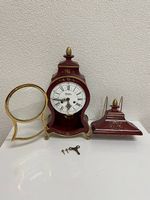 Vintage Pendeluhr Yverdon mit Malerei und römischem Ziffern