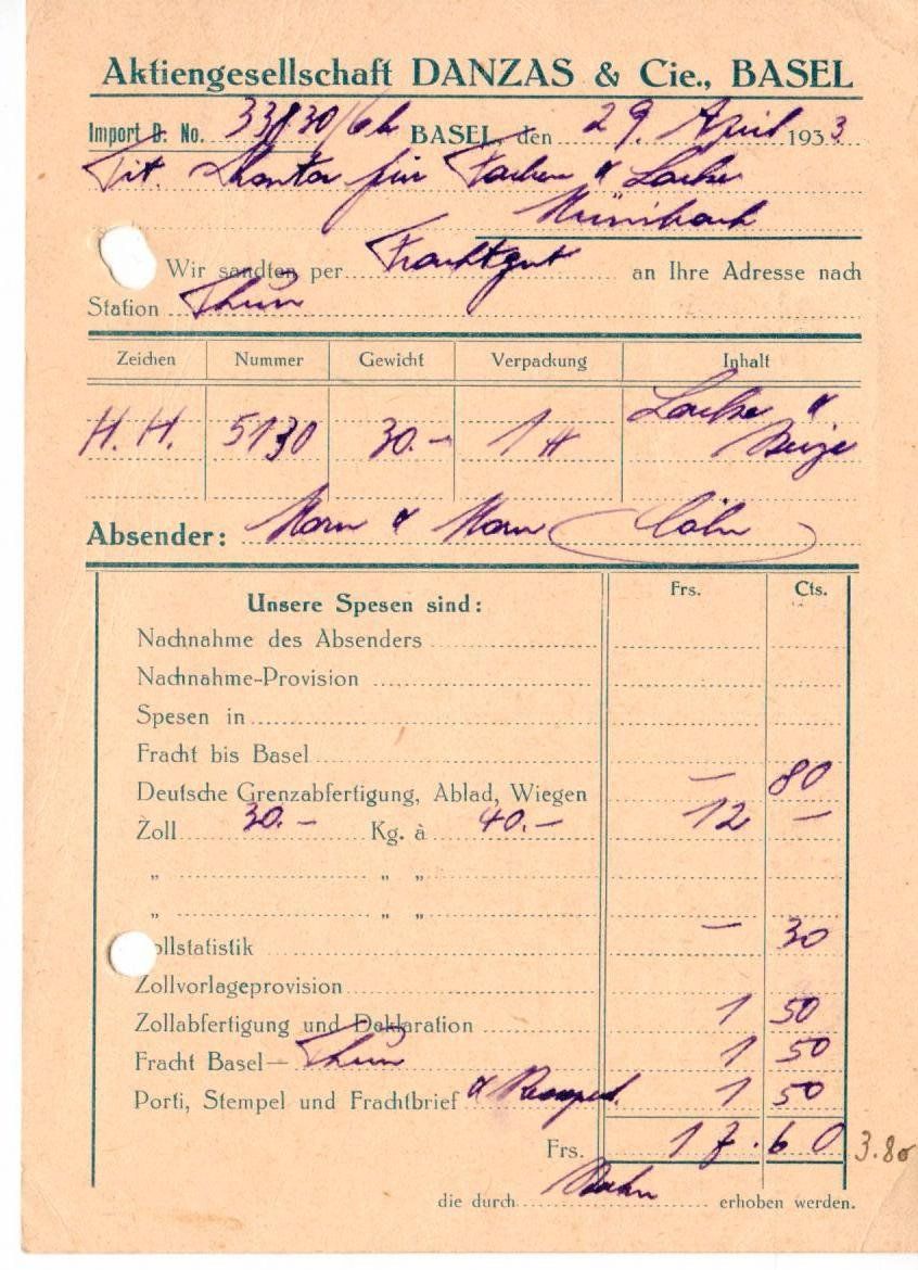Tutti i francobolli: PK, Danzas Basel - Perfin 1933 – Usato da Wolhusen venduto da Curver9 1