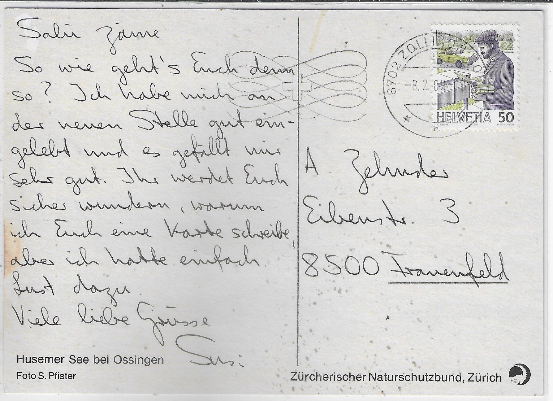 Cartoline postali: Husemer See bei Ossingen – Usato da Ettingen venduto da Kartenplanet 1