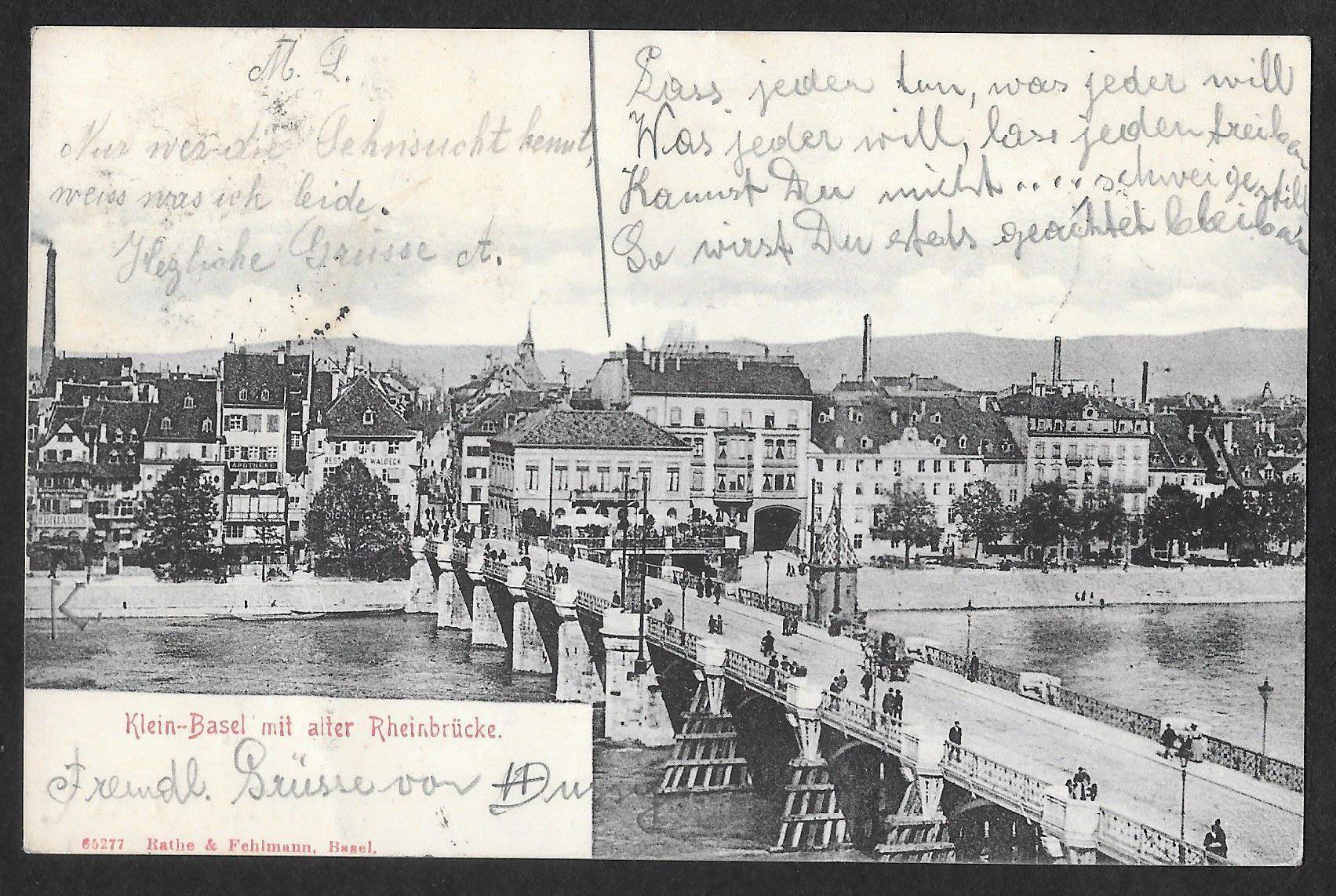 Ansichtskarten: Klein-Basel mit alter Rheinbrücke – Gebraucht aus Olten von clotaldi