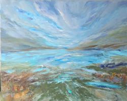 Traumhafte Gemälde, Landschaft mit See, Unikat!!! 80x100cm