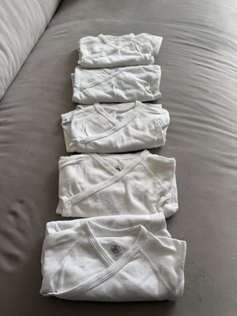 5 Petit Bateau Baby Bodysuits White Size 74cm