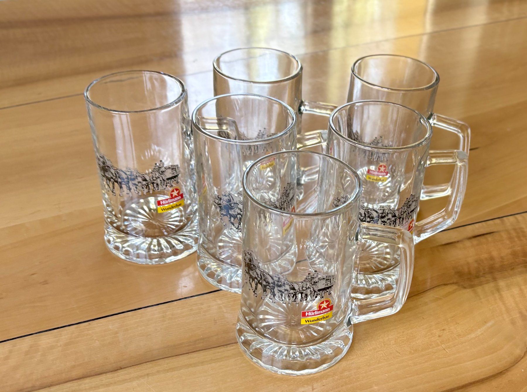 Hürlimann Gläser: Bierhumpen Hürlimann 6 Stk. – Gebraucht aus Zürich von Drahtzug