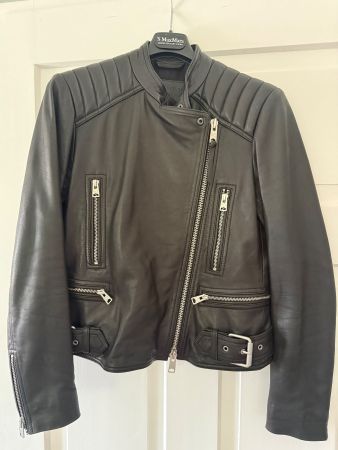 AllSaints Lederjacke Damen Schwarz Grösse 38