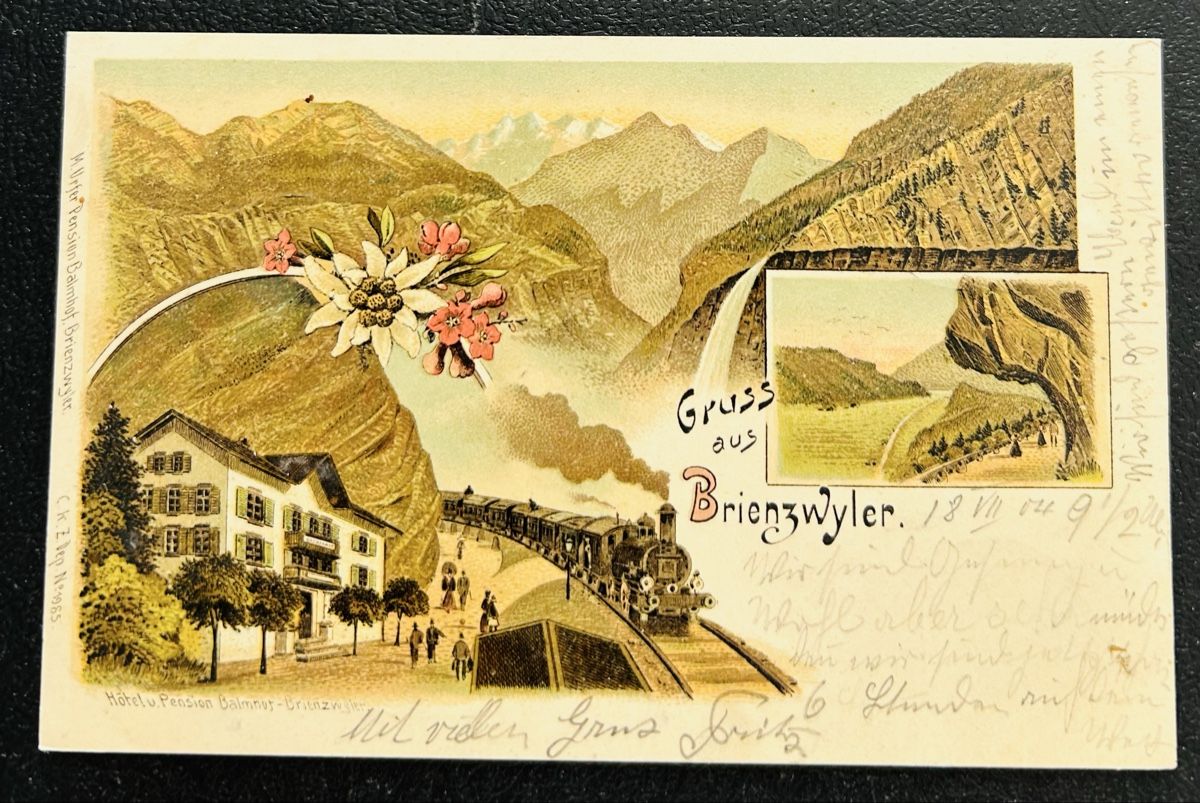 Ansichtskarten: Gruss aus Brienzwiler Litho  – Gebraucht aus Horw von Tellbub