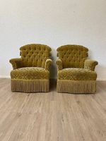 Vintage 60er Sessel Set aus Velours mit Quasten und Fransen