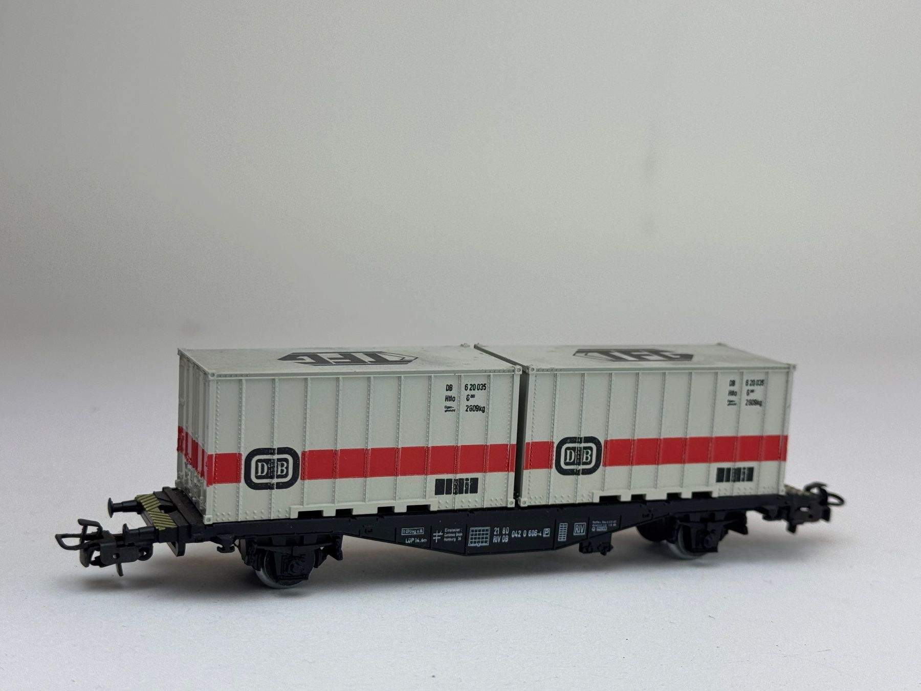 Modellini di ferrovie: HR- Märklin Containerwagon DB TFG Dachdruck – Usato da Elm venduto da Wikmtz 1