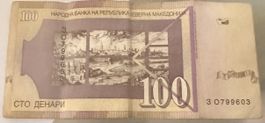 Banknote Nordmazedonien 100 Denar Jahrgang echt