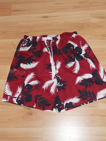 Neu: Badeshorts - dunkelrot mit Blumenmuster - Gr.XL