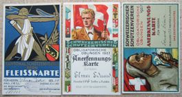 2 ANERKENNUNGSKARTEN / 1 FLEISSKARTE 1925 / 1932 / 1933