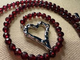 Granat Halskette Halsschmuck Collier 41 cm Neu