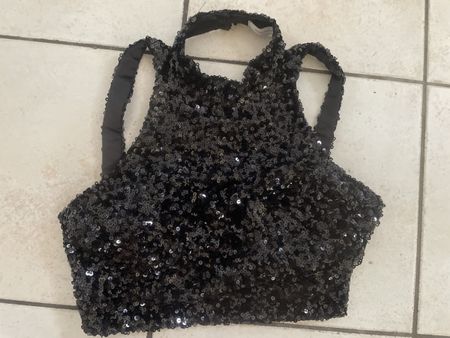 Vera & Lucy Pailletten Top XS, Schwarz, Party, Sommer