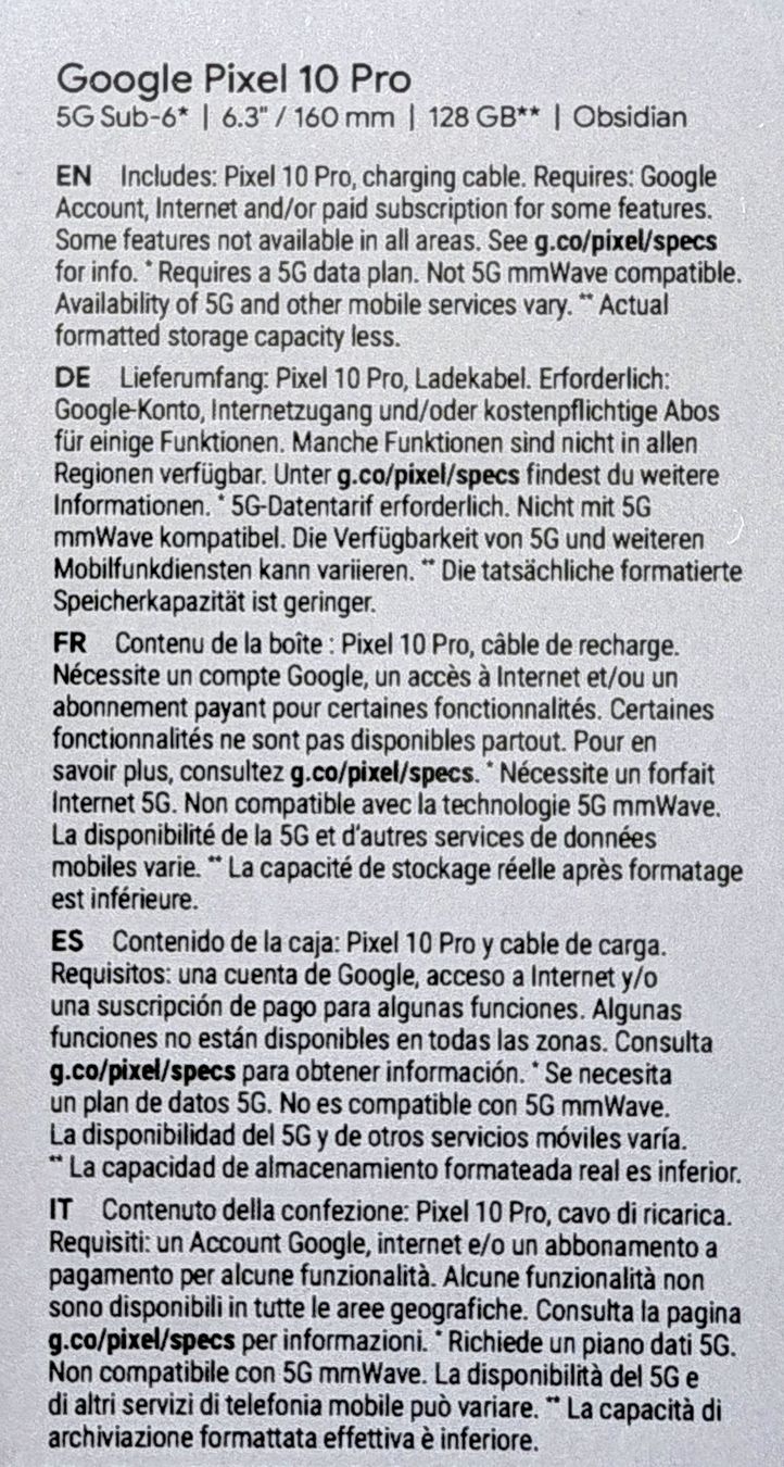 Google Telefoni cellulari / Smartphones: Google Pixel 10 pro - Obsidian - 128GB – Usato da Adetswil venduto da maze180 2