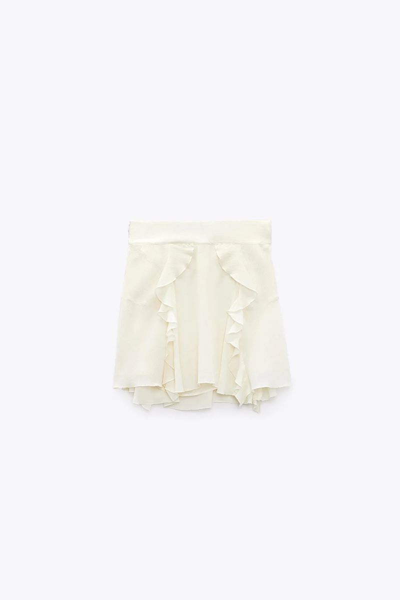 Zara Gonne: Zara White Ruffles Skirt – Nuovo e nell'imballaggio originale da Basel venduto da 1moonstar 2