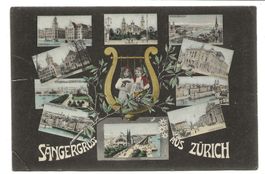 Sängergruss aus Zürich - Stadt - 10 Bilder - Harfe - 1906