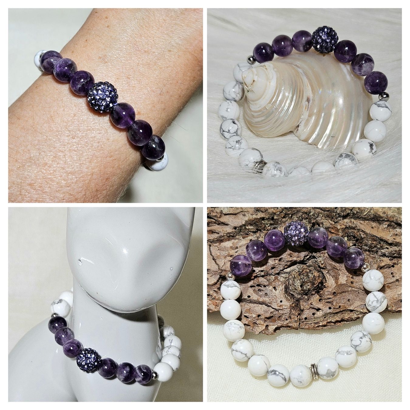 Bracciali & Braccialetti: Howlith-Lila Perlen Armk. - Spendenaktion – Nuovo (secondo la descrizione) da Unterkulm venduto da Nachtigall