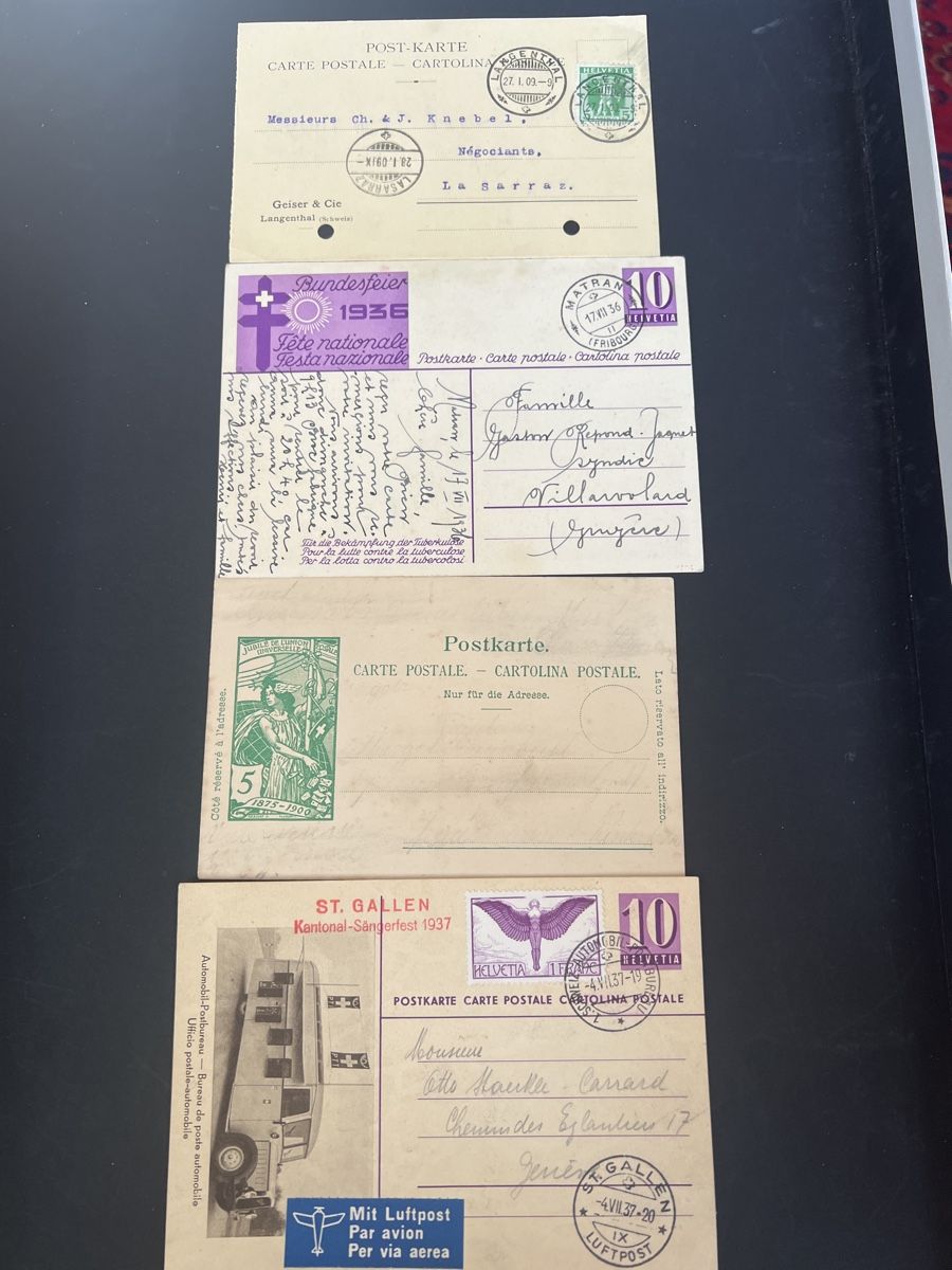 Alle Briefmarken: 4 cartes postales timbre selon photo – Gebraucht aus Charmey (Gruyère) von Rolando6