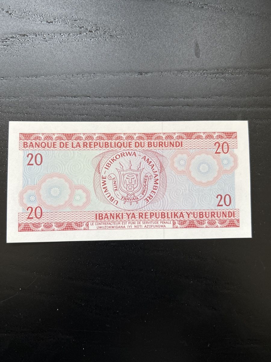 Banknoten: Burundi 20 Francs 1991 CE238850 – Neu (gemäss Beschreibung) aus Madiswil von Bilranis1071 1