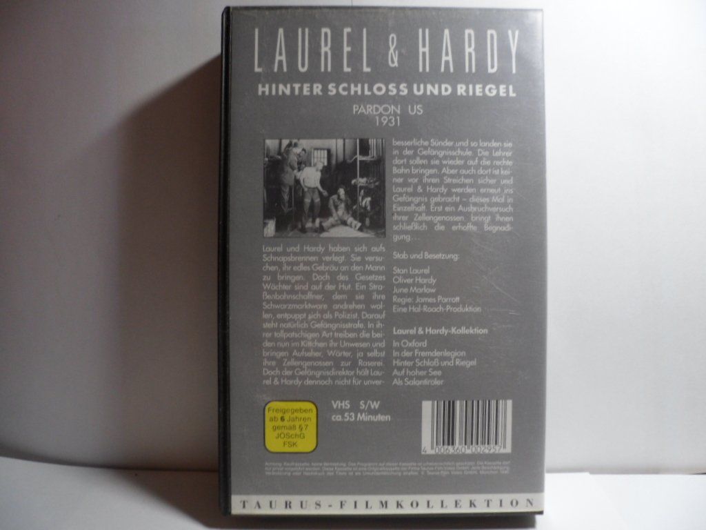 Tutti i VHS: VHS   Laurel &  Hardy   HINTER SCHLOSS UND RIEGEL – Usato da Langnau i. E. venduto da mar_hw58 1