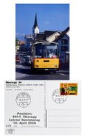 Oberegg Appenzell Letzttag Postbüro, Postauto Saurer RH525