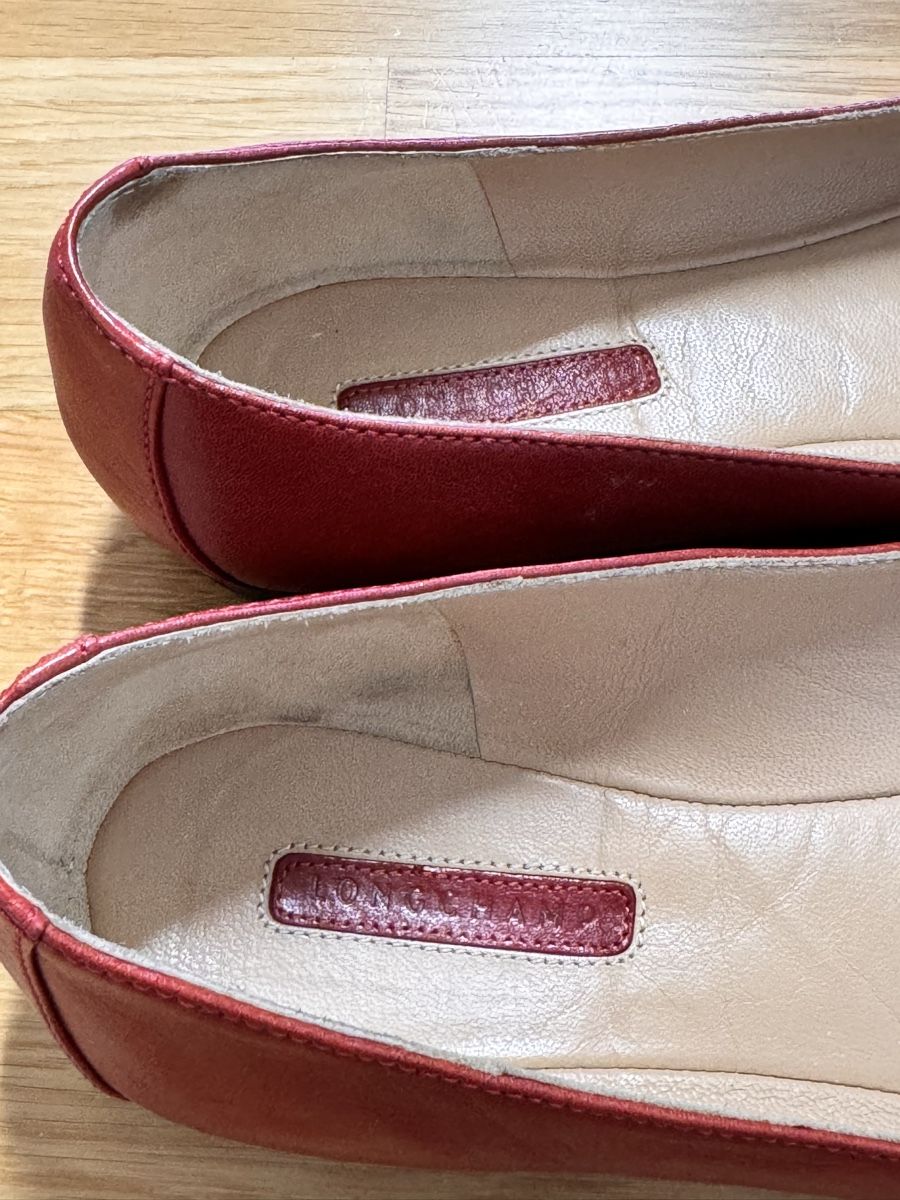 Longchamp Damenschuhe: Longchamp rote Leder Ballerina  – Gebraucht aus Winterthur von kh.meier 1