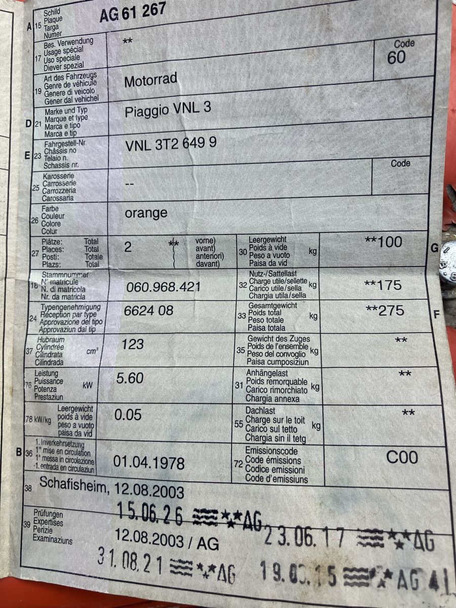 Piaggio Altro: Vespa 125 VNL 3 – Usato da Kuenten venduto da Ckohler1 3