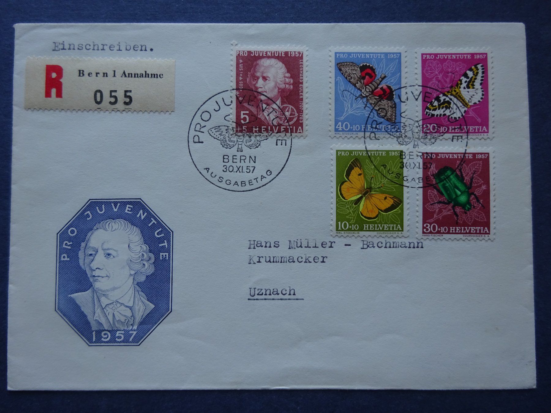 Alle Briefmarken: 1957 Pro Juventute FDC – Gebraucht aus Appenzell-Steinegg von adi1975 1