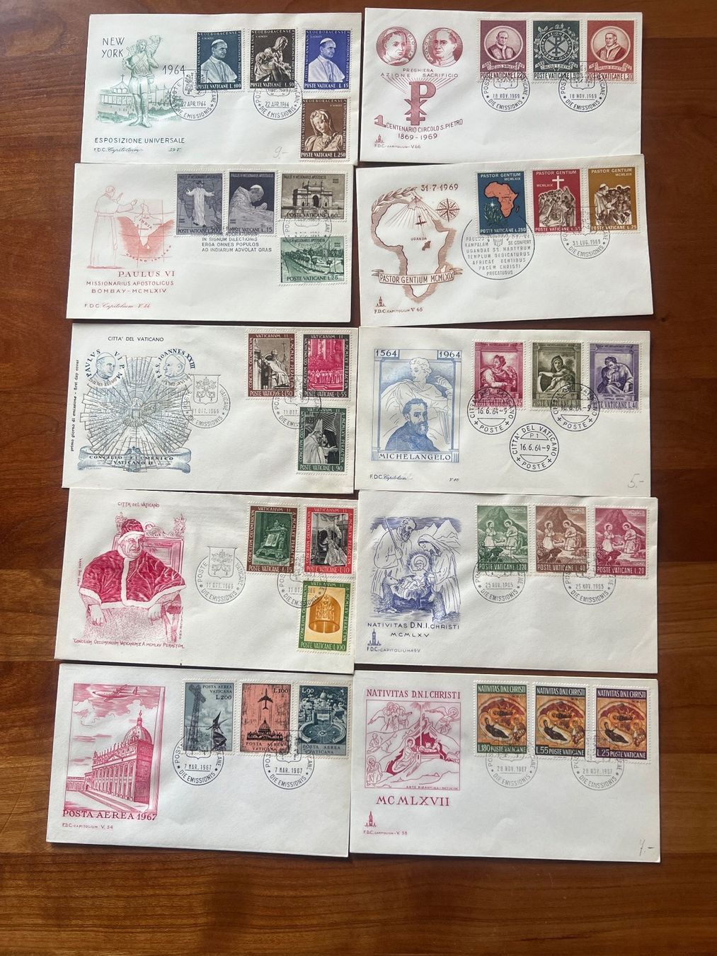 Tutti i francobolli: FDC Vatikan 10 Super Briefe  (M237) – Usato da Hinwil venduto da Sidi4