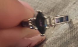 Eleganter Damenring mit Amethyst-Stein, Grösse 10